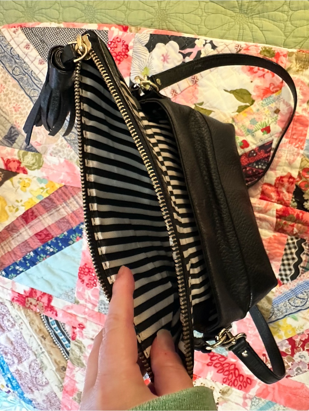kate spade Black Pebbled Leather Crossbody with Tassel - Picture 4 of 6